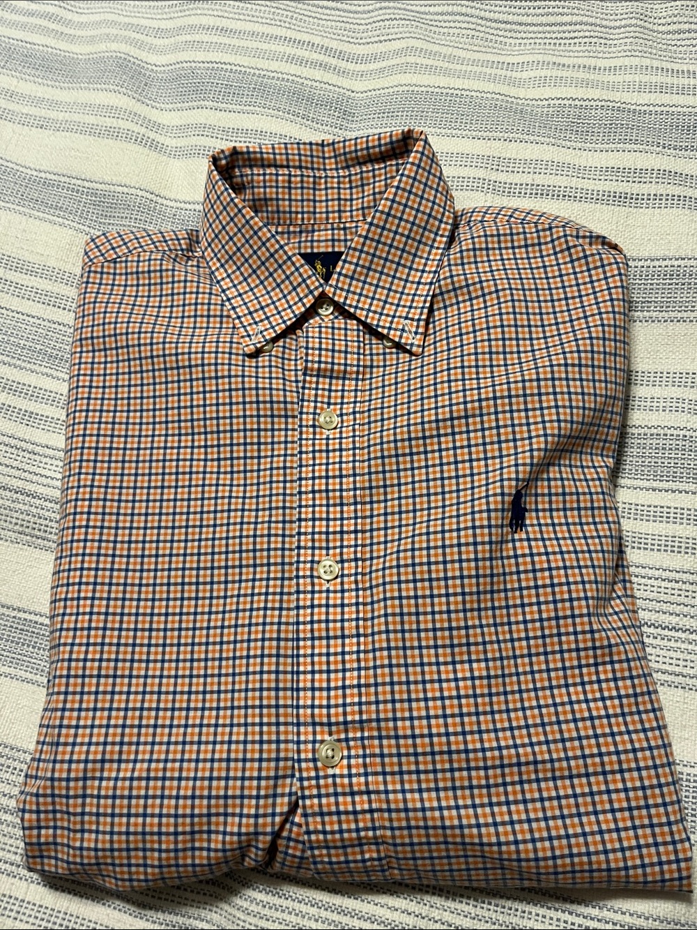 Ralph Lauren Orange and Blue Check Button-Down Shirt